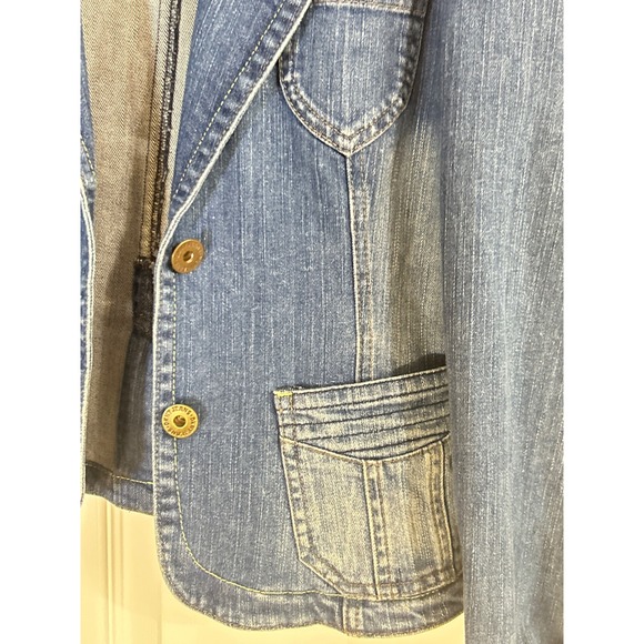 DKNY Jeans Denim Blazer Jacket XS Fitted Western Jean Jacket - Picture 5 of 8